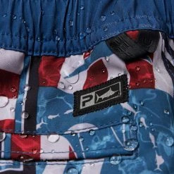 Apparel Kid's Blue Water Americamo Sticker Fishing Shorts Kids 3T - 5T 5 Apparel Kid's Blue Water Americamo Sticker Fishing Shorts Kids 3T - 5T